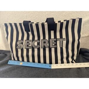 Victoria's Secret Canvas Tote Bag Black White Stripe New!‎